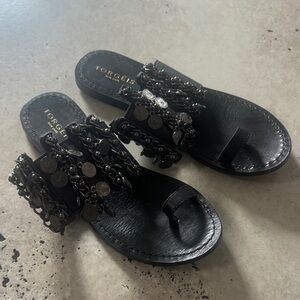 Torgeis Black Embellished Women's Sandals